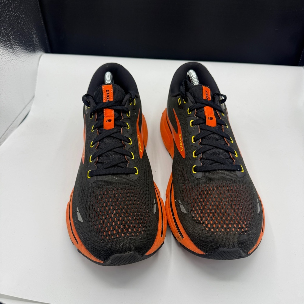 Brooks Ghost 15 Black Orange Lace Up Athletic Running Sneakers